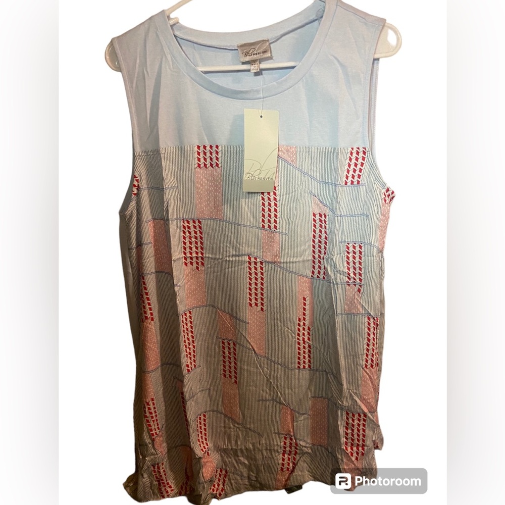 Nwt blu heaven sleeveless tank ladies large 
Polyester cotton rayon spandex top